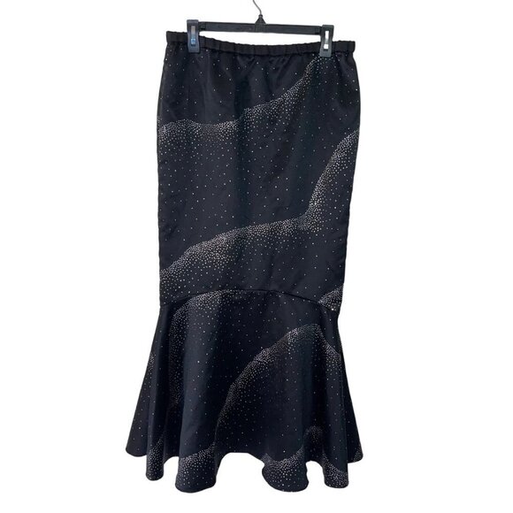 Custom Made Vintage Midi Sparkle Mermaid Skirt Size Large Black Glitter - Picture 3 of 7